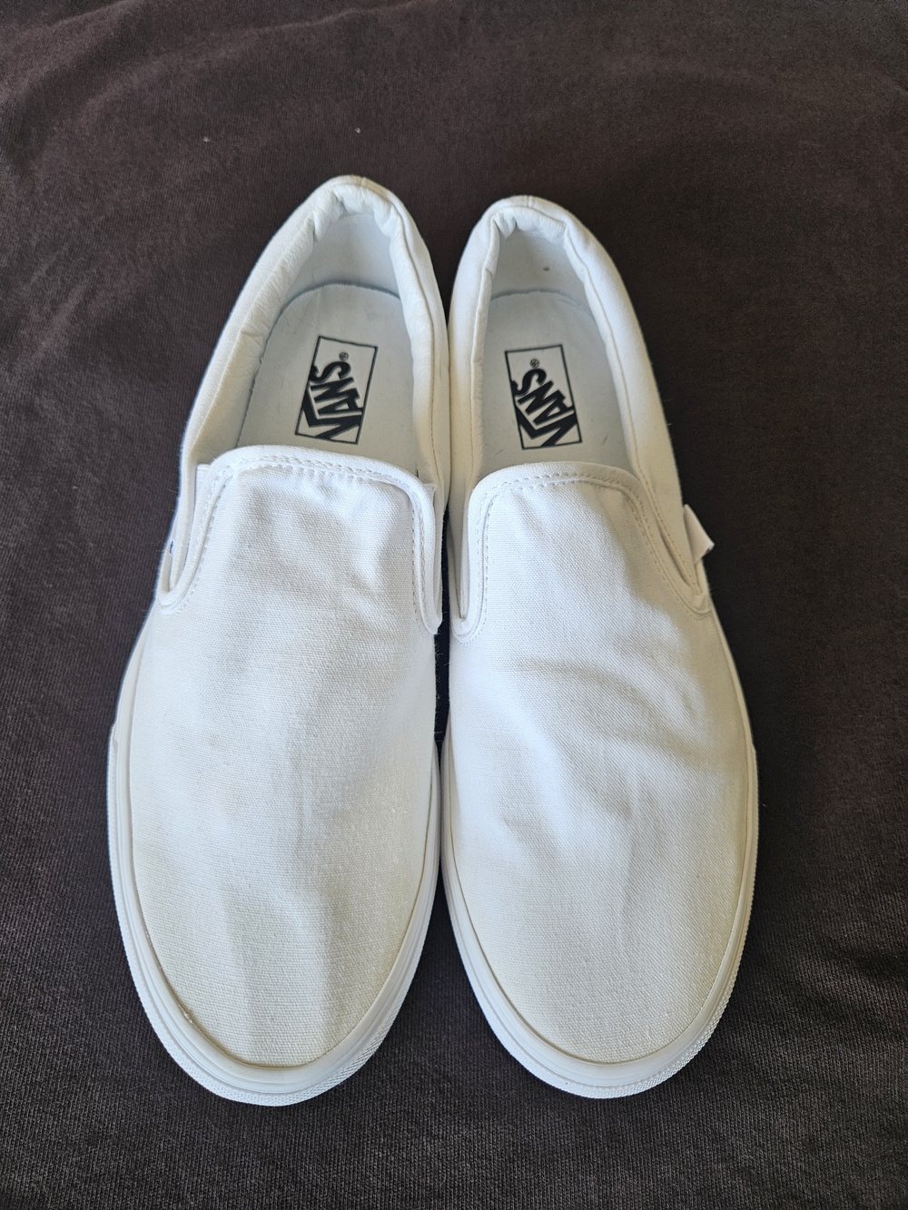 Vans Classic Slip-On White Canvas Shoes Men’s Size 12 Custom DIY Sneaker